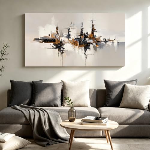 Grey Color Block Abstract Canvas Wall Art For Living Room Artwork 24×48 - Image 3
