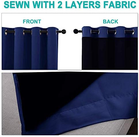 NICETOWN Full Shading Curtains 90" Long 2 Panels Set for Windows, Royal Blue, Pack of 2, 52" W, Super Heavy-Duty Black Lined Blackout Curtains for Bedroom, Privacy Assured Window Treatment - Image 5