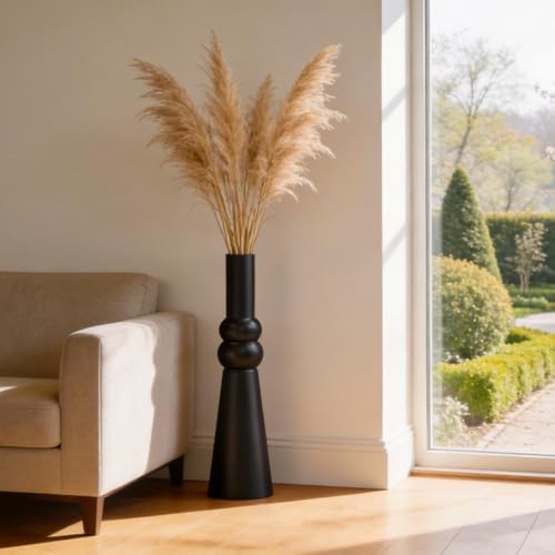 23.6Inch Black Floor Vase – Modern Minimalist Decorative Resina Vase for Living Room, Bedroom, Office, Faux Flowers, Table, Mantel, Entryway - Image 2