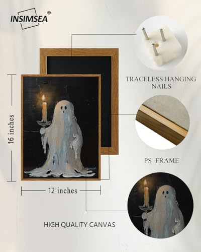 InSimSea Vintage Halloween Decor, Ghost Picture, Framed Art, 16x12in - Image 4