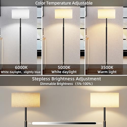 A Modern Floor lamp with Remote Control, Featuring a Large Drum-Shaped Shade, Ideal for use as a freestanding Corner lamp in Living Rooms, bedrooms, and Dining Areas (Modern) - Image 2
