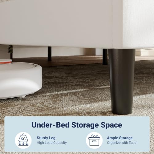 Allewie Cal King Platform Bed Frame with Velvet Upholstered Headboard - Image 5