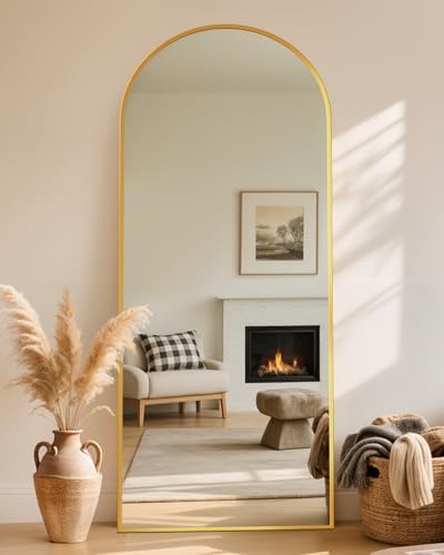 64"x21" Arched Full Length Mirror with Stand,Full Body Floor Mirror - Image 3