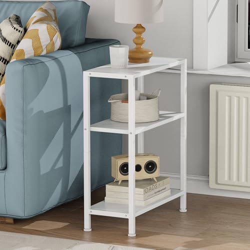 3-Tier Side Table, Small End Table, Sofa Side Table for Narrow Spaces, Slim End Table, Skinny Nightstand Table for Living Room Bedroom Office, White - Image 5