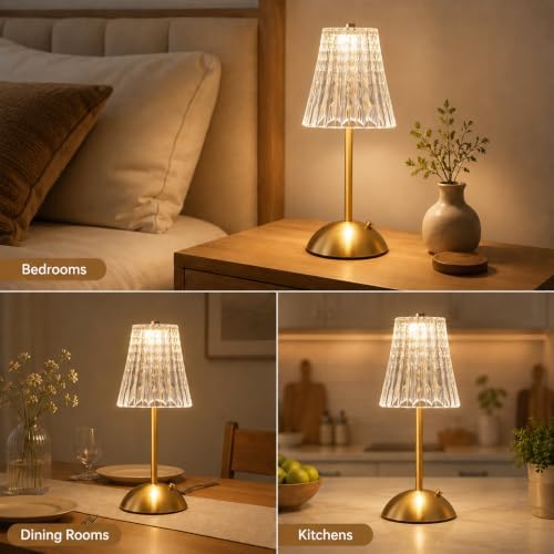 2 Pcs Cordless Table Lamp Rechargeable Touch Lamp,Gold Classic - Image 6