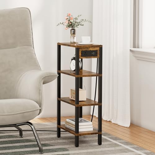 TUTOTAK Narrow Side Table, 4-Tier Small End Table with Charging Station - Image 3