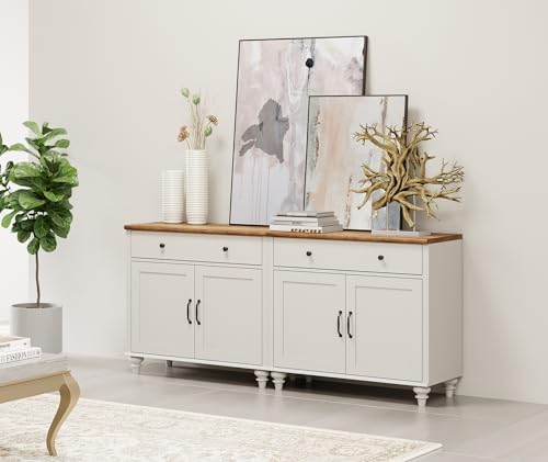 WAMAPT Buffet Cabinet with 4 Doors & 2 Drawers, Large Wood Sideboard Table - Image 6