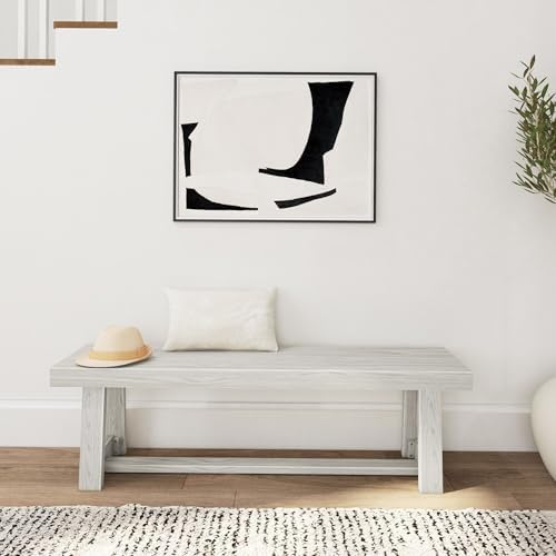 Plank+Beam Classic Dining Bench, 60 Inch, White Sand Wirebrush - Image 5