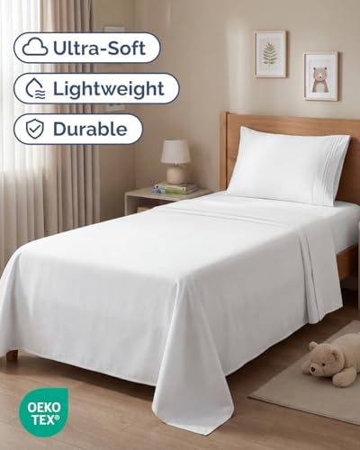 Twin Size 3 Piece Sheet Set - Comfy Breathable & Cooling Sheets - White - Image 2