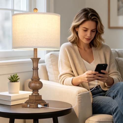 Lolikit 26" Tall Farmhouse Table Lamps Set of 2,Bedside Lamps for Bedroom - Image 3