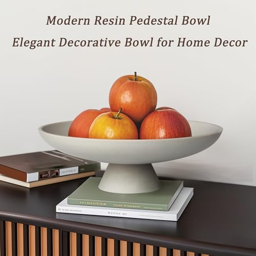 YMXYJM Modern Pedestal Decorative Bowl, Large Resin Fruit Bowl, Grey - Image 6