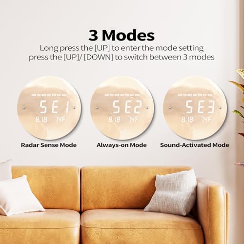 Digital LED Wall Clock for Home & Office, Moon, 12'' - Image 3