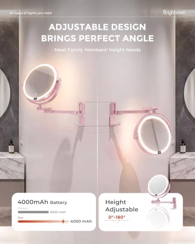 8" Wall Mounted lighted Makeup Mirror,Double Sided 1x/10x Magnifying Mirror - Image 2