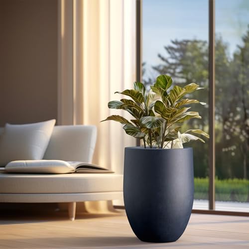 Kante Large Round Bullet Dusty Blue Concrete Planter 21.7" Tall, Outdoor - Image 4