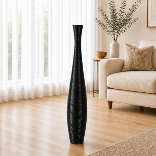 Leewadee Large Floor Vase 34 inches Mango Wood for Pampas Grass, Dried Flowers by Leewadee