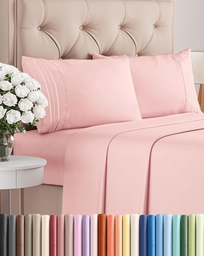 Full Size 4 Piece Sheet Set - Comfy Breathable & Cooling Sheets - Baby Pink by CGKUnlimited