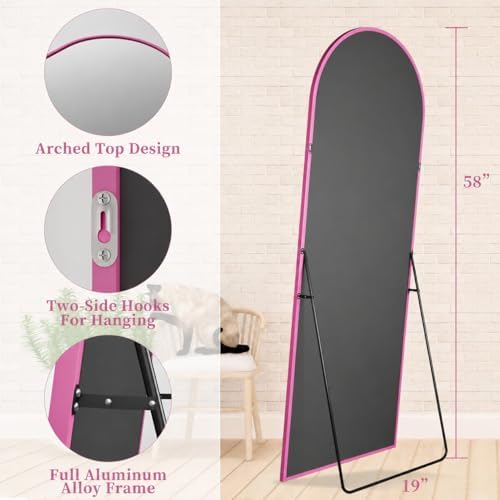 58"x19" Arched Full Length Mirror with Stand,Full Body Floor Mirror - Image 5