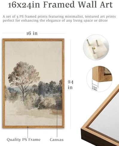 UPWOIGH Neutral Tree Framed Wall Art Set of 3, 16 x 24 Inch - Image 3