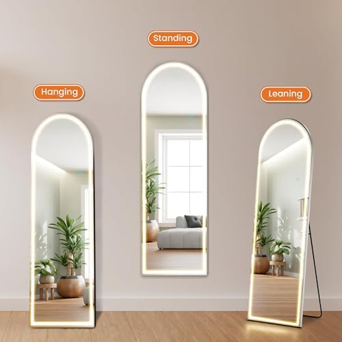 Sweetcrispy Arched LED Full Length Floor Mirror, 60"x16" Full Body Mirror - Image 5