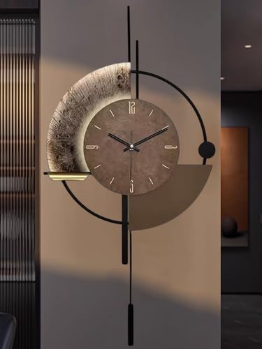 SIN&MI Wall Clock,Decorative Wall Clocks with Pendulum,Silent Quality Quartz Clock Battery Operated,Large Clock for Living Room,Kitchen,Home,Bathroom,Bedroom Wall Decor,18.9 * 34.2inch - Image 5