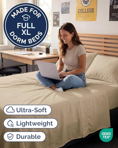 Full XL Sheets - 4 Piece Full XL Sheet Set - Breathable & Cooling - Cream - Image 2