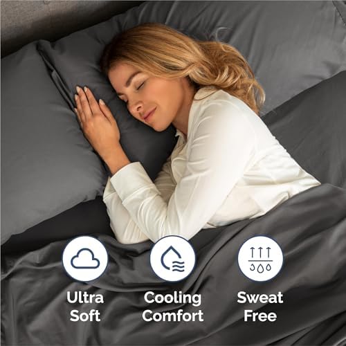 Split King Size 5 Piece Sheet Set - Breathable & Cooling Sheets - Charcoal - Image 4