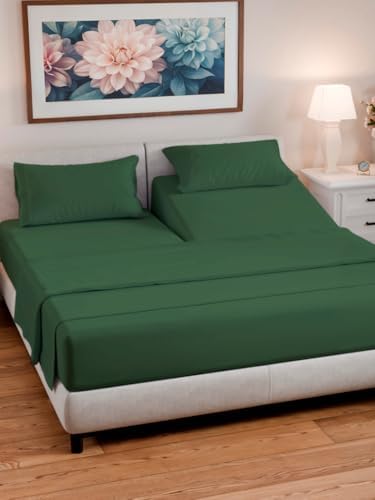 Flex Top Split Head King 4 Piece Sheet Set - Soft & Cooling - Emerald Green - Image 2