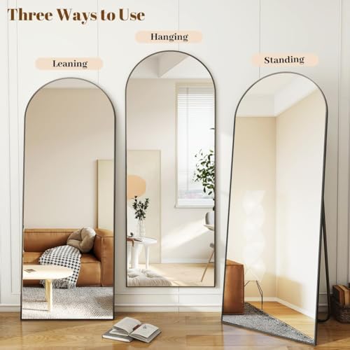 Koonmi 77x38 Arched Full Length Mirror, Floor Mirror with Stand - Image 4