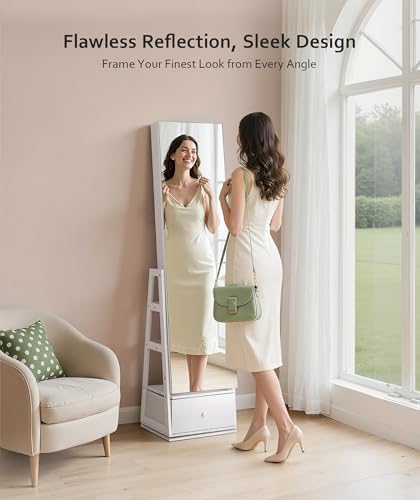 Nicetree 360° Swivel Jewelry Cabinet, Full Length Mirror, Lockable - Image 2