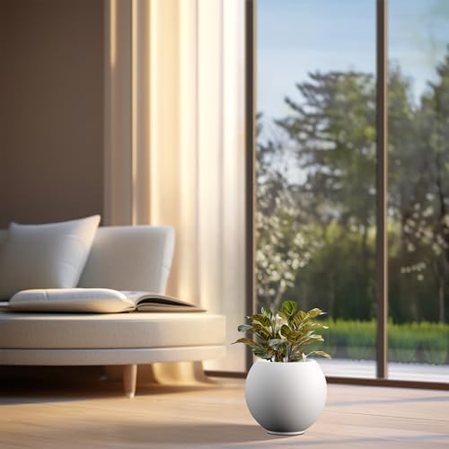 Kante Small Round Sphere White Concrete Planter 11" Dia, Outdoor - Image 3