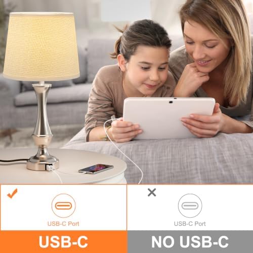 Touch Lamps for Nightstand, 3 Way Dimmable Lamps for Bedroom with USB C+A - Image 5