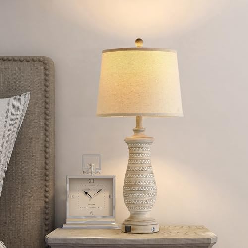 Farmhouse Table Lamps for Living Room Set of 2, Touch Lamps for Nightstand with Dual USB Charging Port, Bedside Table Lamp for Bedroom, 2 Bulb Included - Image 3