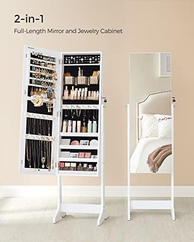 SONGMICS LED Jewelry Cabinet Standing, Lockable Armoire - Image 3