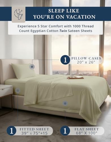 LANE LINEN Girls Twin Sheets 1000 Thread Count 100% Egyptian Cotton - Linen - Image 2