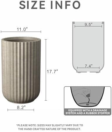 Kante Accent Round Column Weathered Concrete Planter 17.7" Tall, Outdoor - Image 2