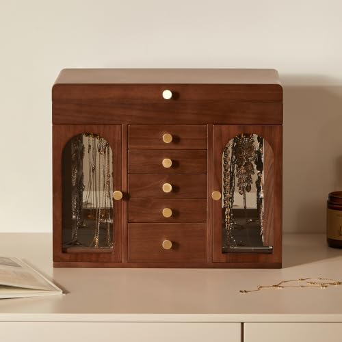 Black Walnut Wooden Jewelry Box for Women, 6 Layer - Image 2