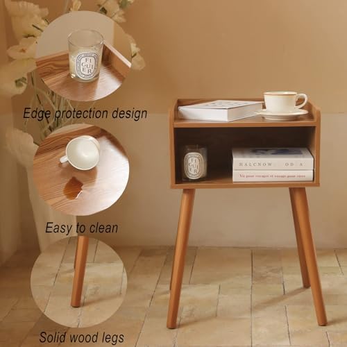 MaxSmeo Nightstands Set of 2, Mid Century Side Table Bedroom with Storage - Image 4