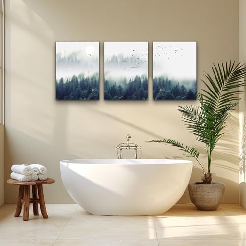 MHARTK66 Canvas Wall Art For Living Room Large Wall Decor For Bedroom Modern Office Wall Decorations Forest Landscape Paintings Farmhouse Pictures Artwork Home Decor Tree Nature 3 Panel Wall Art - Image 4
