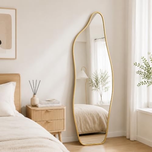 Full Length Door Mirror, 48"x16" Wall Mounted Mirror, Gold - Image 4