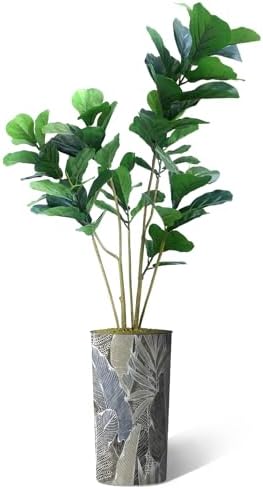 Artificial Tree in Modern Planter, Fake Ficus Lyrata Silk Tree for Indoor and Outdoor Home Decoration - 66" Overall Tall (Plant Pot Plus Tree) - Image 2