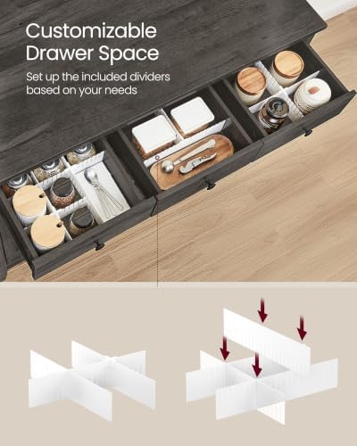VASAGLE Buffet Cabinet, Coffee Bar with 3 Drawers, Adjustable Shelf - Image 5