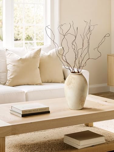 LE TAUCI Ceramic Vase, 11.5 Inch Large Rustic Farmhouse Vase, Tall Vase for Home Decor, Living Room Table & Mantel Centerpiece, Watertight & Sturdy, Matte Sandy Beige White - Image 6