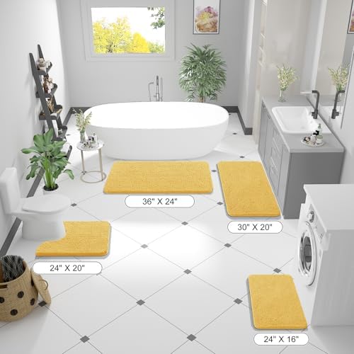 OLANLY Bathroom Runner Rugs 47x17, Extra Soft Absorbent Chenille Bath Rugs - Image 2