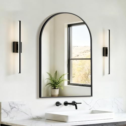 FICTOR 20" x 30" Arched Bathroom Vanity Mirror for Over Sink, Black by FICTOR