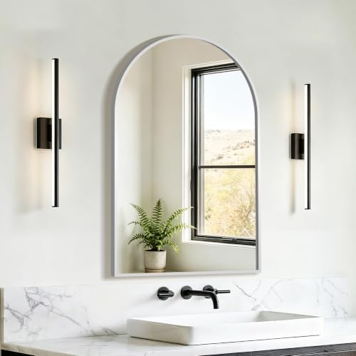 FICTOR 20" x 30" Arched Bathroom Vanity Mirror for Over Sink, Silver by FICTOR
