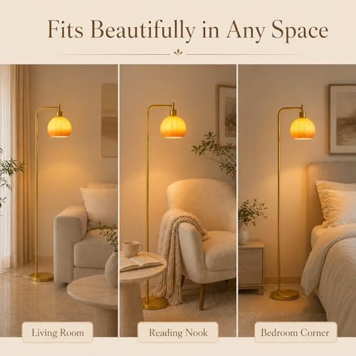 67" Soft Glow Art Deco Glass Floor Lamp Includes E26 Bulb - Image 4