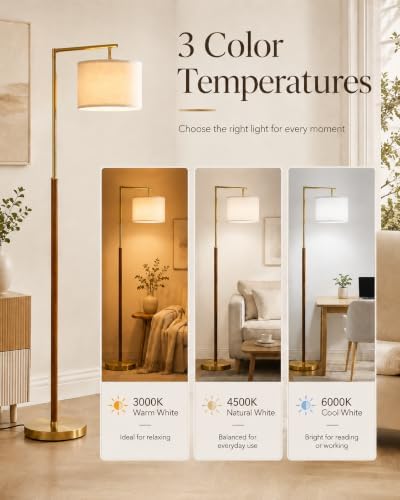 Real Wood Floor Lamps for Living Room, Mid Century Modern Arc Floor Lamp - Image 3