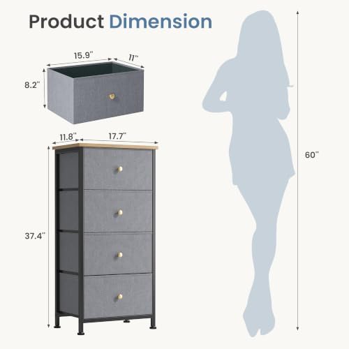 DUMOS Night Stand with 4 Drawers, Bedside Table for Bedroom - Image 3