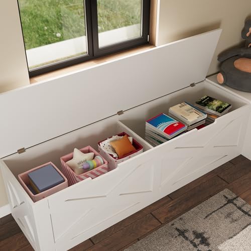 Bobve L-Shape Storage Bench with Cushion, Backless Corner Dining Bench, Kitchen Dining Nook Bench with Hidden Storage for Dining Room, Kitchen, Entryway (White+Grey) - Image 7