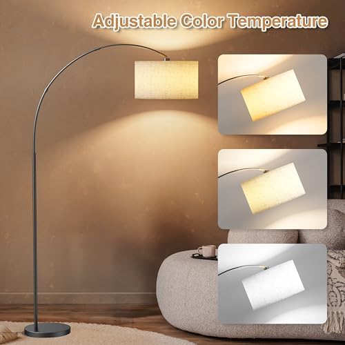 A Modern Floor lamp with Remote Control, Featuring a Large Drum-Shaped Shade, Ideal for use as a freestanding Corner lamp in Living Rooms, bedrooms, and Dining Areas (Classic) - Image 5